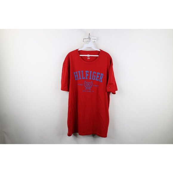 Vintage Y2K Tommy Hilfiger Mens XL Faded Spell Out Crest Short Sleeve T-Shirt - Picture 1 of 13